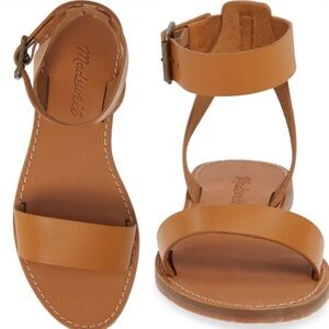 Madewell Boardwalk Leather Ankle Strap Brown Sandals Women